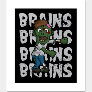 Halloween Zombie Brains Floss Flossing Dance Posters and Art